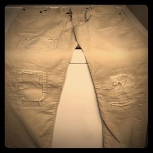 Gap curduroy/khaki distressed boyfriend pants.